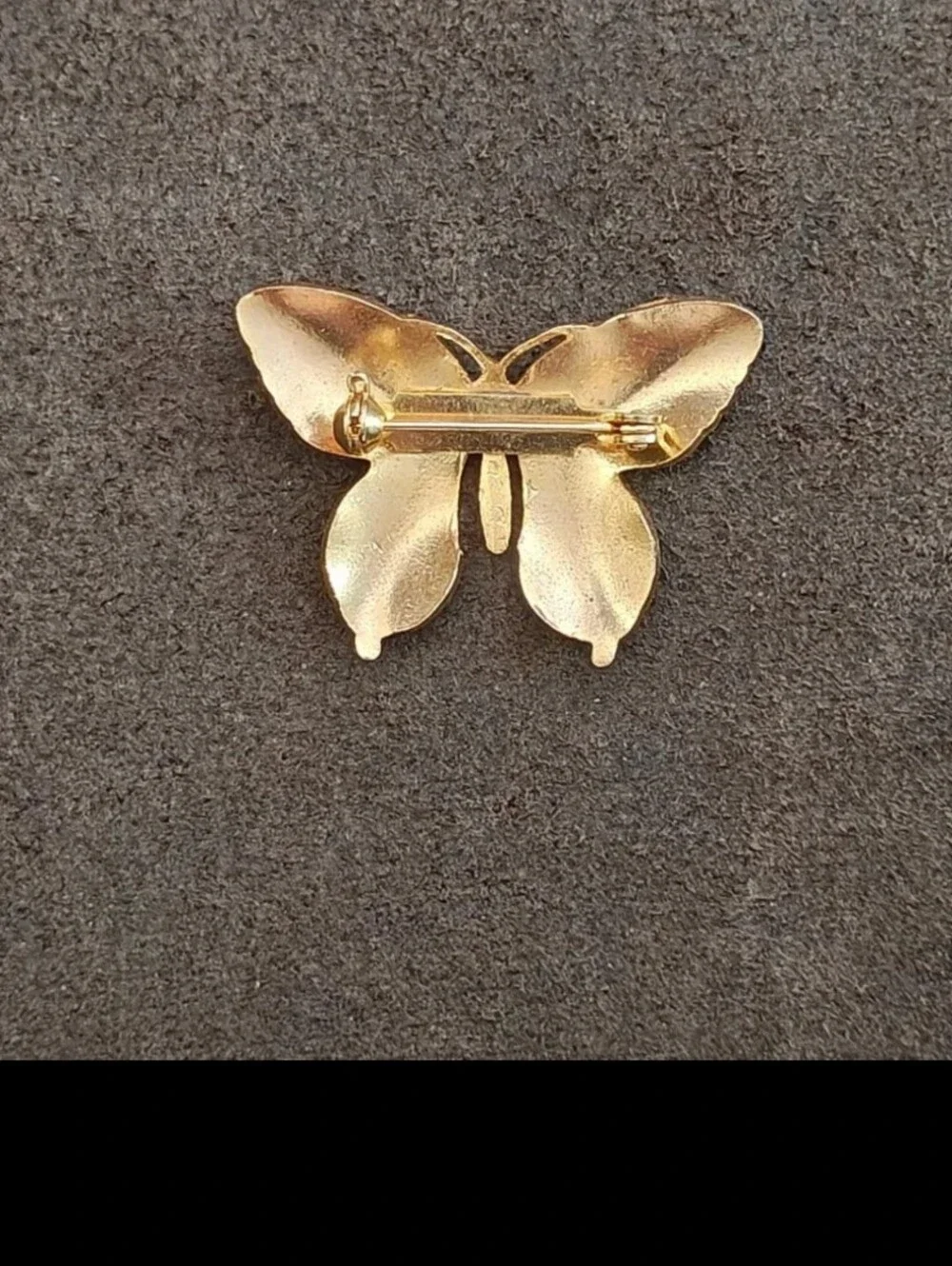 1980s Cloisonné Enamel Butterfly Gold Tone Brooch